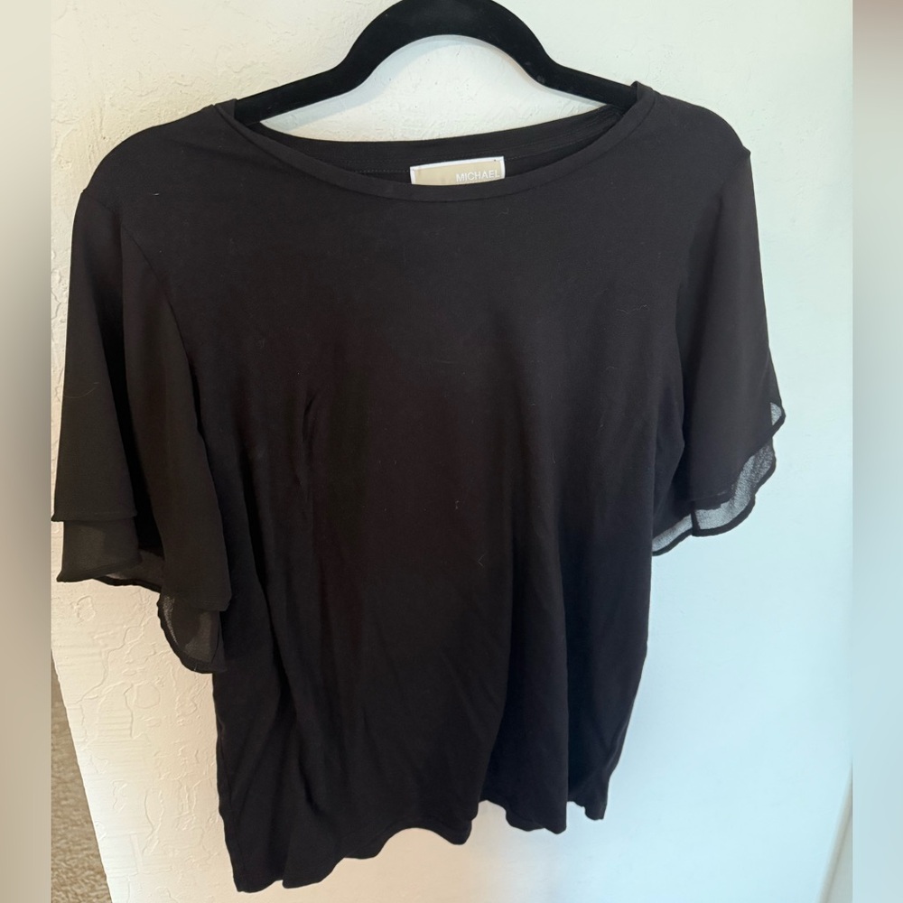 Michael Kors Classic Black top with flutter sleeve
